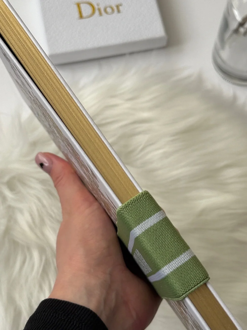 Christian Dior White Flora Notebook with Green Elastic Band NEW
